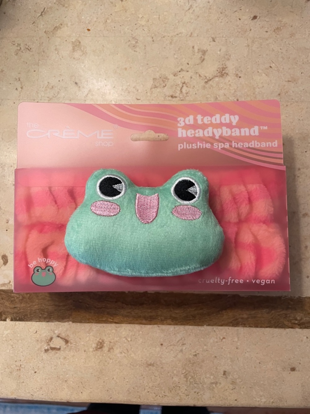 The crème shop 3D Teddy headband frog “ be hoppy” plushie spa headband